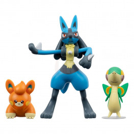 Pokémon Battle figúrka Set 3-Pack Snivy, Pawmi, Lucario 5 cm